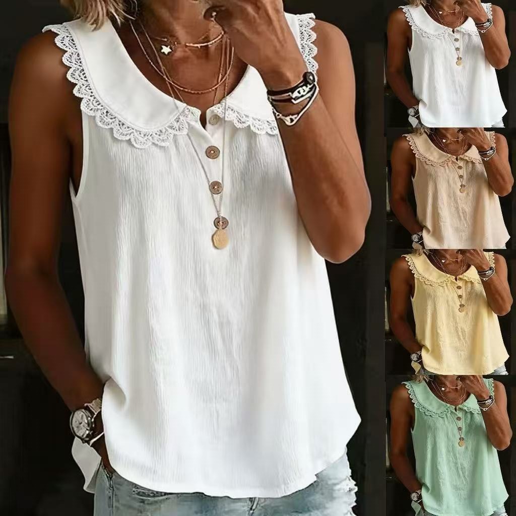 Shirt Camp Collar - Yeni 2026 Kadın Yazlık Kolsuz Yaka