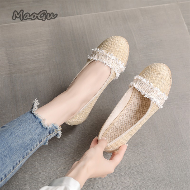 Espadrille Slip On - Kadın Espadrille Dolgu Topuklu Ayakkabılar Yuvarlak