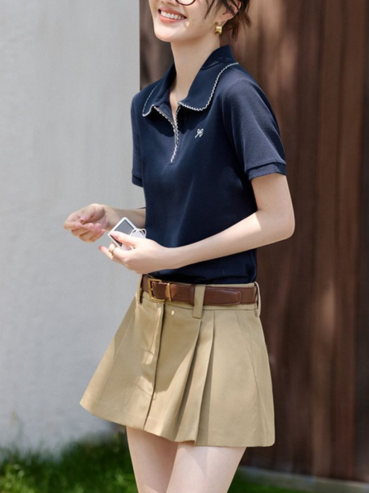 Polo Shirt Pique - Kadınlar İçin Dar Kesim Vücudu Saran