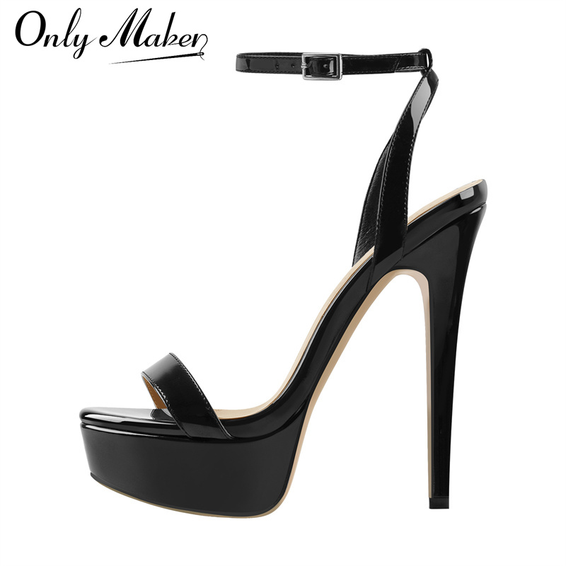 Casual Sandal Leather - Onlymaker Kadın Platform Stiletto Yüksek Topuklu