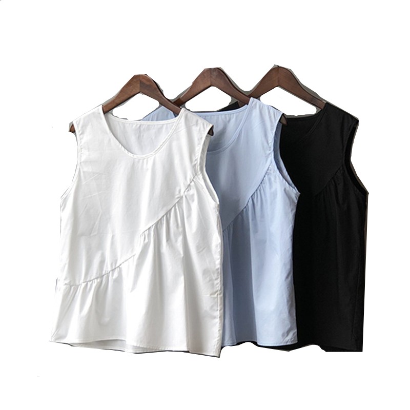 Shirt Camp Collar - gevşek gündelik kadın pamuklu keten tank