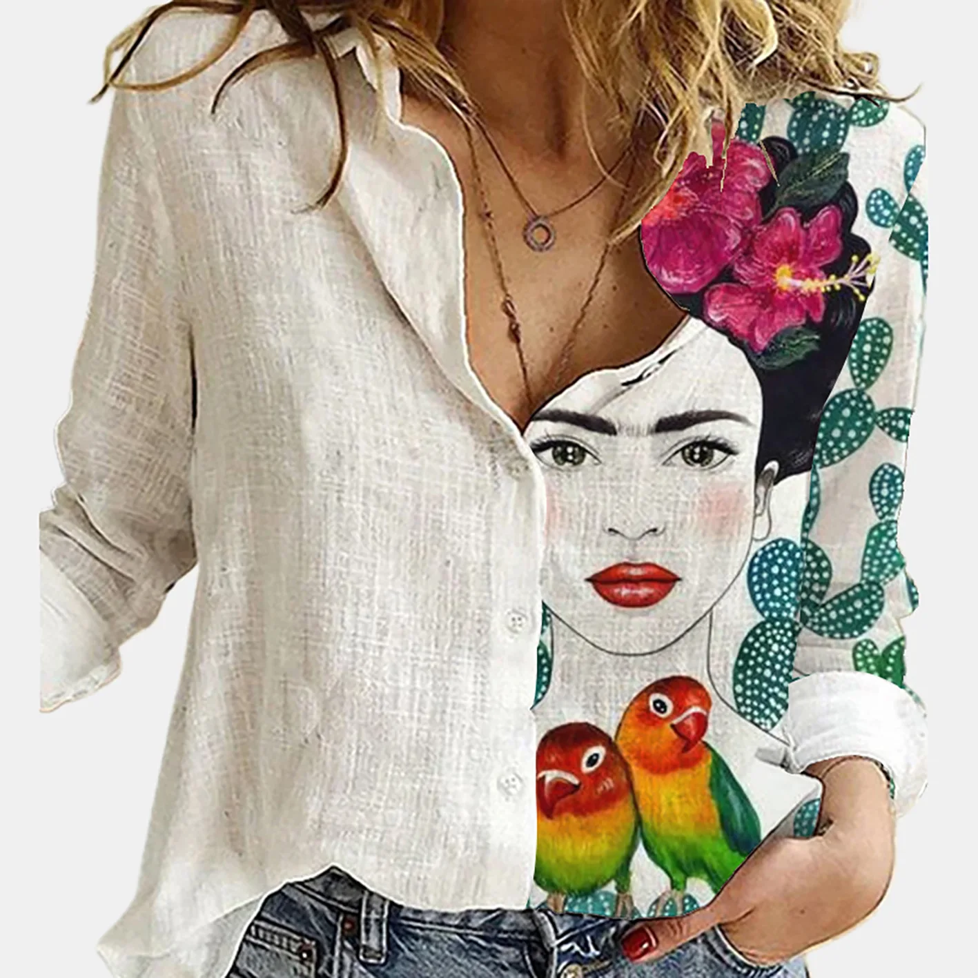 Kadın İlkbahar Ve Sonbahar Uzu - Shirt Camp Collar incelemesi ve fiyatı